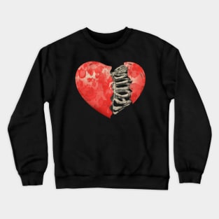 Skeleton rib heart, Broken, heart, watercolor design rib heart Crewneck Sweatshirt